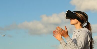 woman, virtual reality, game