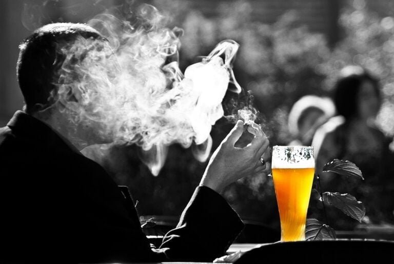 man, smoke, beer