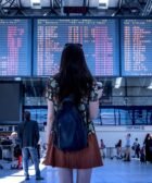 airport, woman, flight