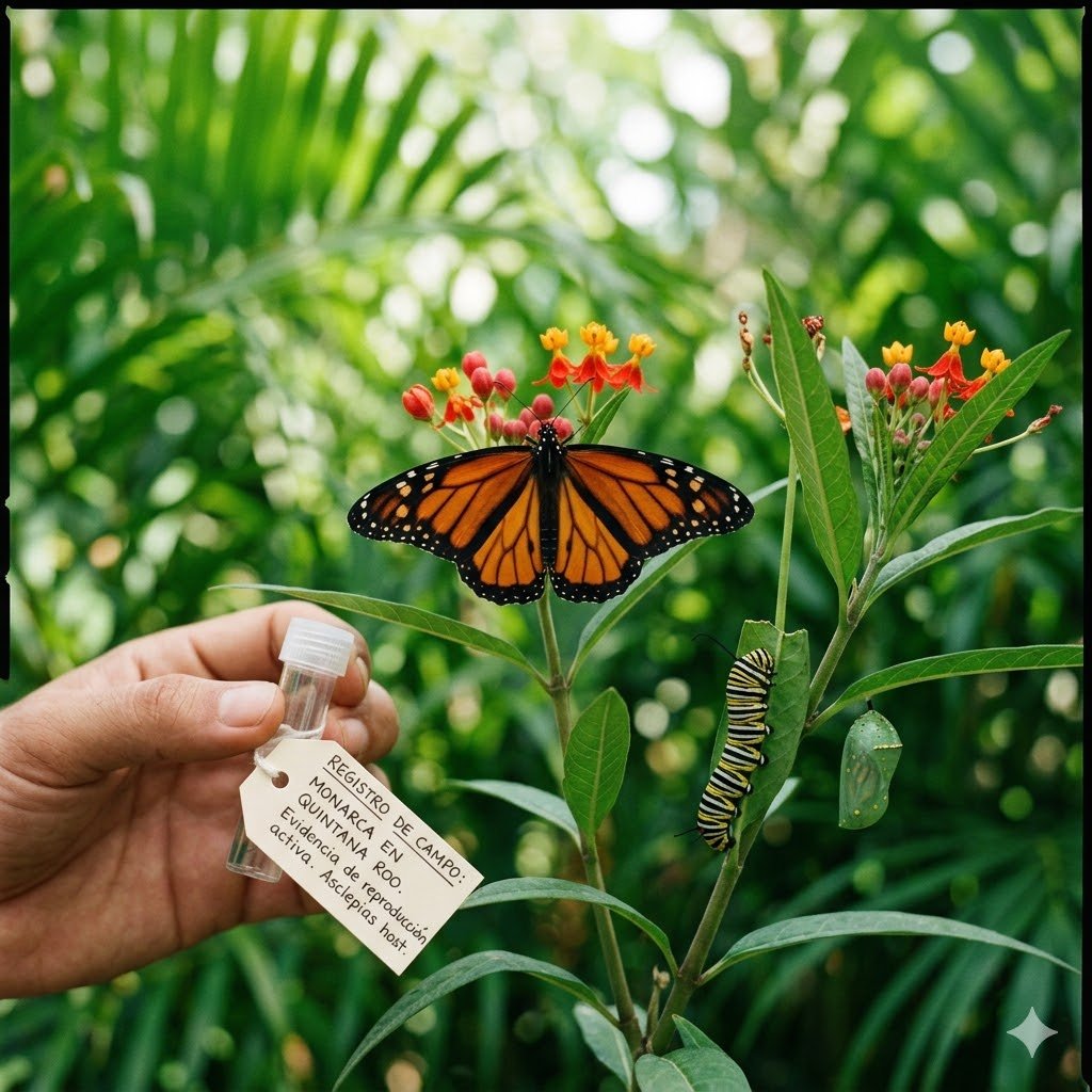 La mariposa que eligió quedarse: evidencia científica y llamado ciudadano desde Quintana Roo 1 Mariposa Monarca nuevos registros