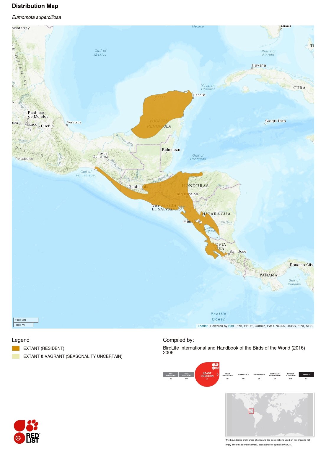 Eumomota superciliosa Red List IUCN