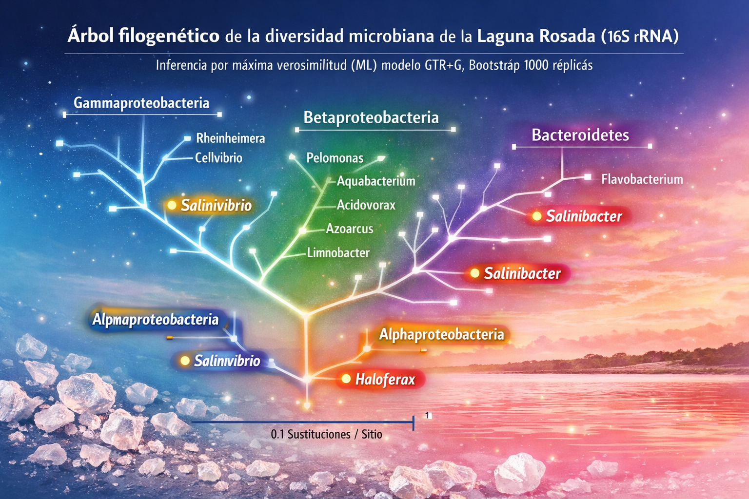 Laguna rosada 16s arbol filogenetico