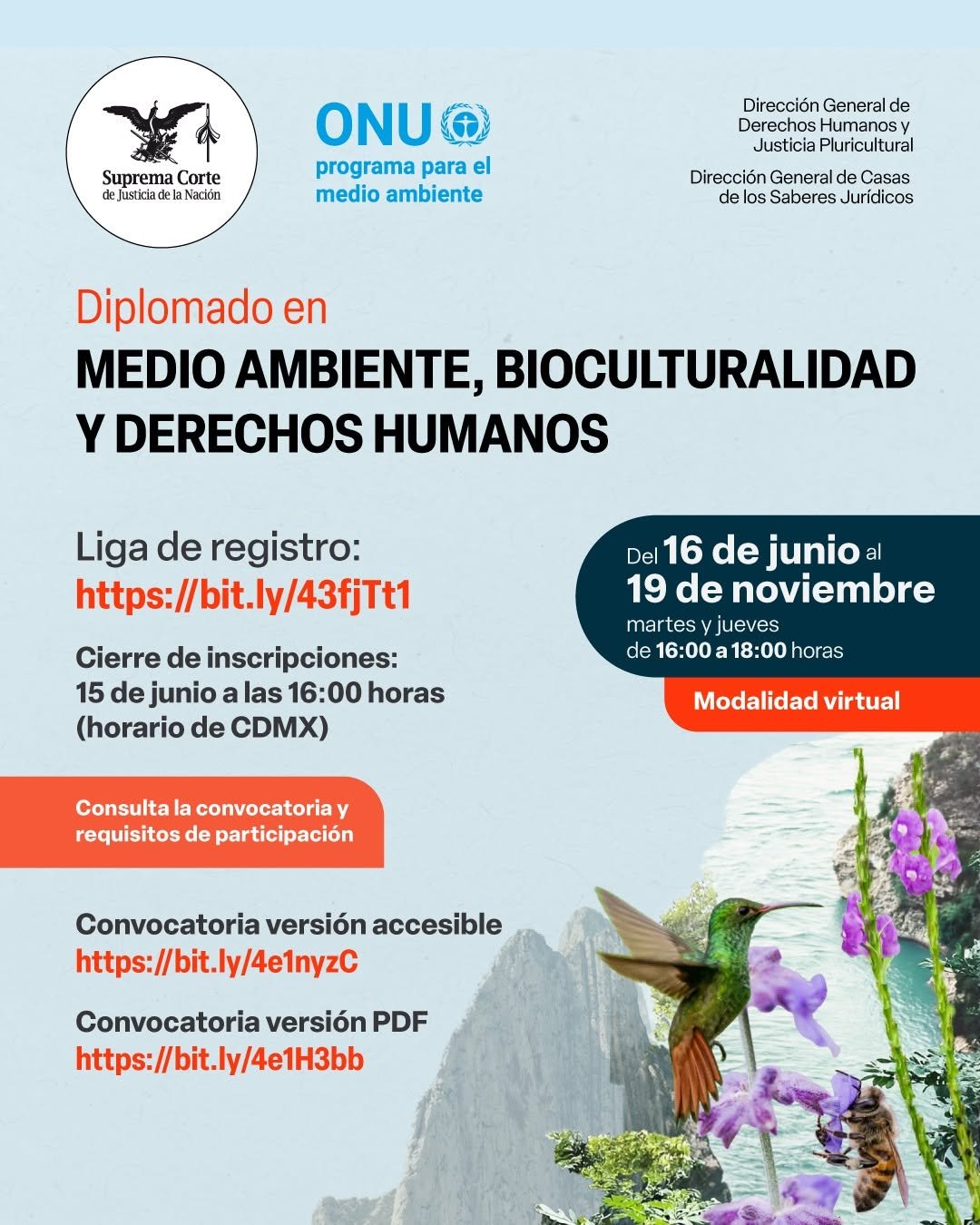 ¡CONVOCATORIA ABIERTA! Diplomado en Medio Ambiente, Bioculturalidad y Derechos Humanos 2 718265360 1341064854874298 684692825703747623 n