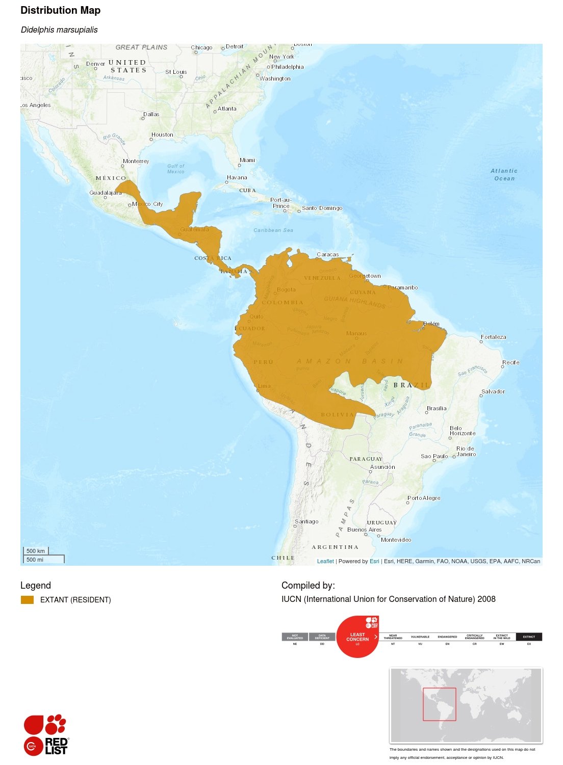 Didelphis marsupialis map